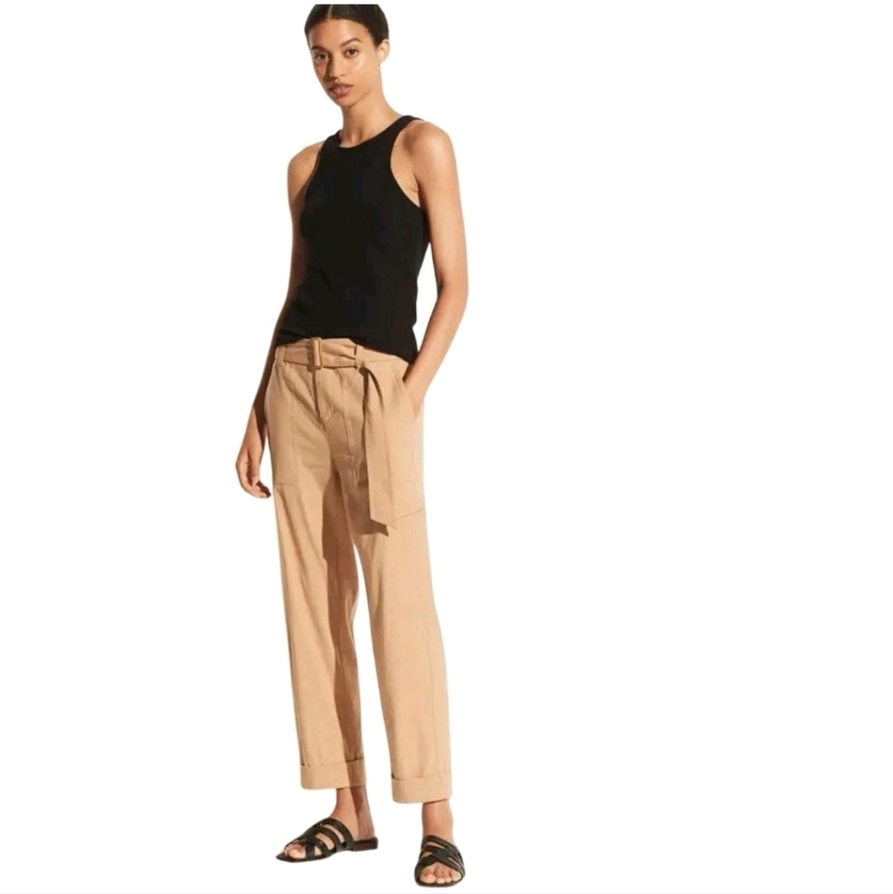 Vince  Linen Blend Crop Pants Straight Leg Khaki‎ Casual Size M
